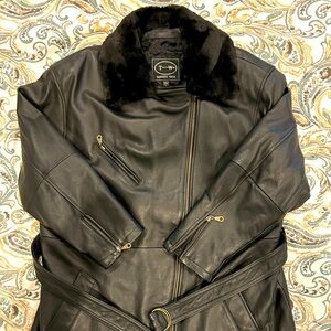 Vintage Tannery West Leather Coat, Women's Black Large
